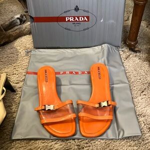 Prada Orange Slide Sandals